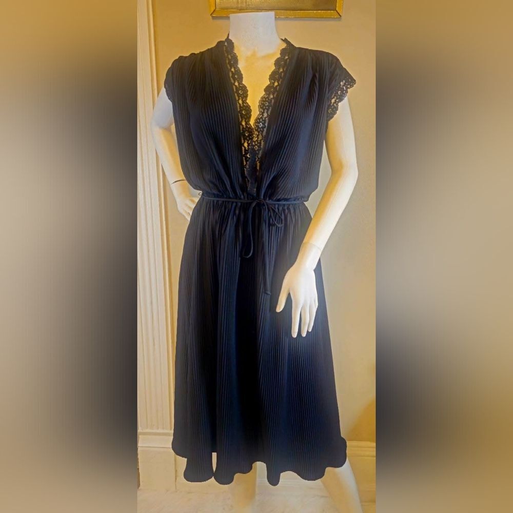 Vintage 1980s Kim Hart California Pleated Lace Dress- Whimsy Goth